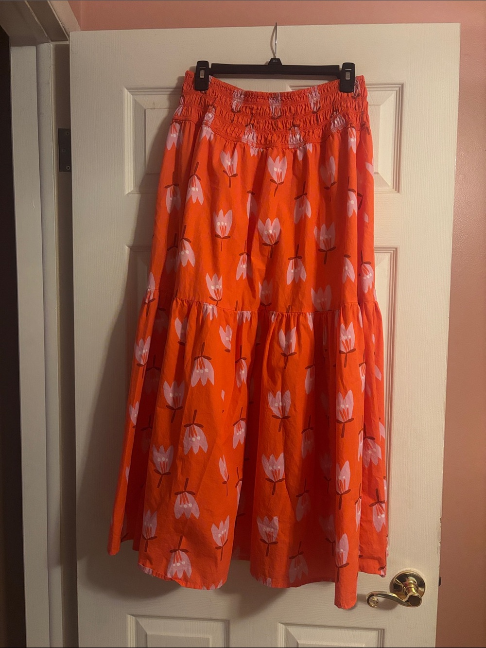 Karlie Bright Orange Floral Maxi Skirt